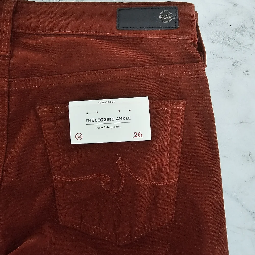 Adriano Goldschmied The Legging Super Skinny Ankle Burgundy Corduroy Pant 26 NWT